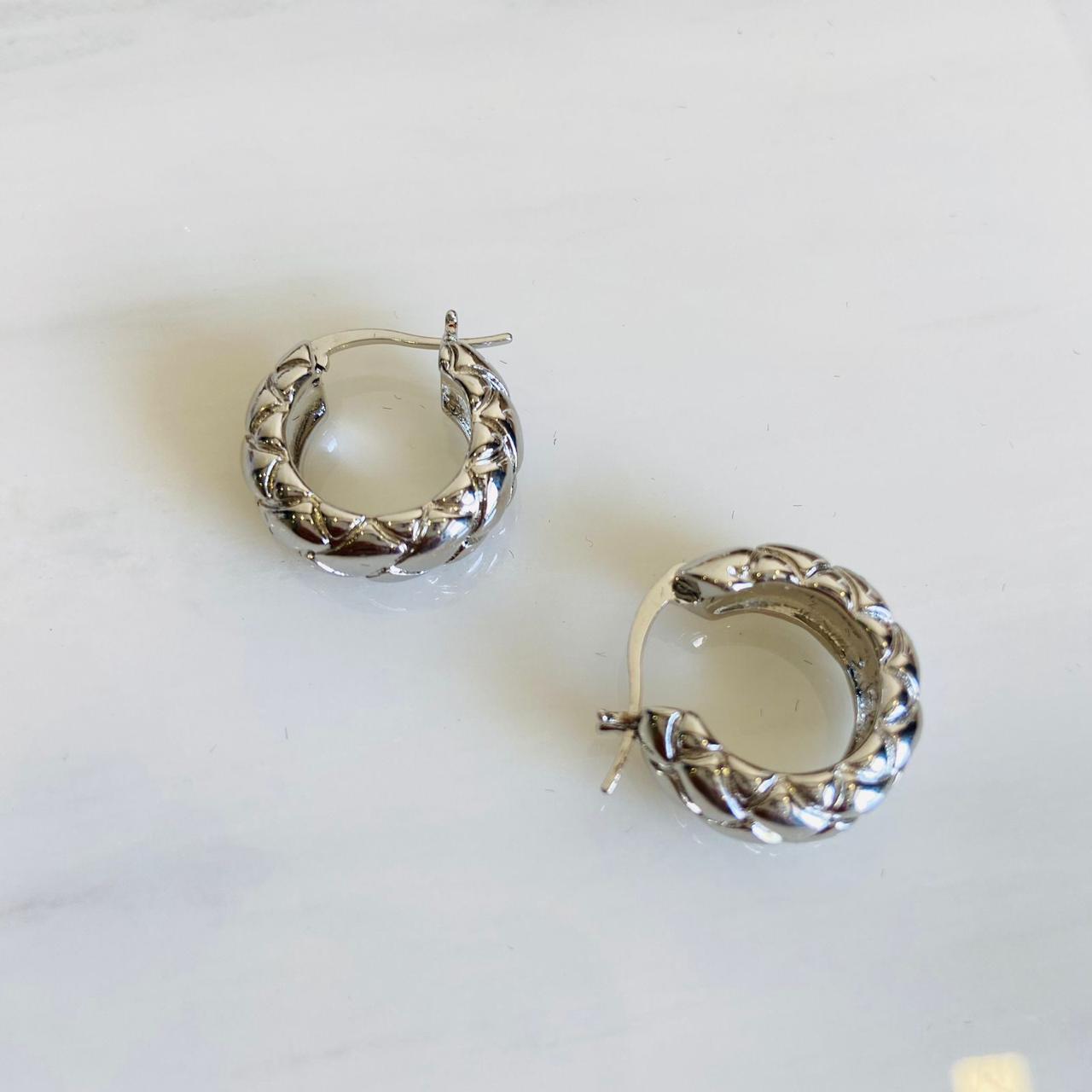 Silver Bulky Twisted Pillar Hoop Earrings – Collectique